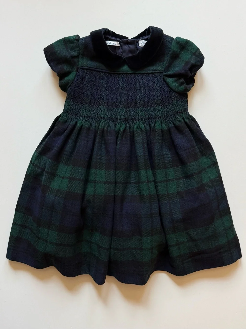 Ralph Lauren Baby Girl Plaid Smocked Dress & Bloomer - Size 12M